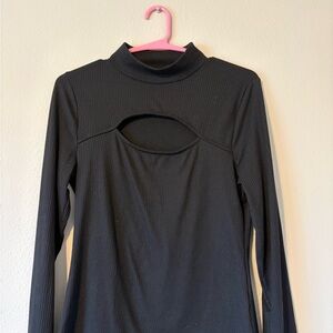 Elegant Black Cutout Long Sleeve Top